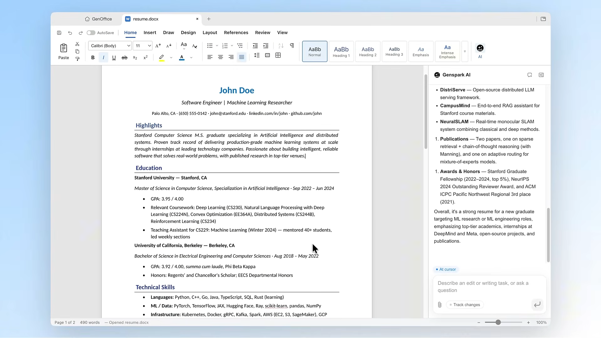 AI搭載の無料オフィスアプリ「GenOffice」公開。Word/Excel形式にも対応