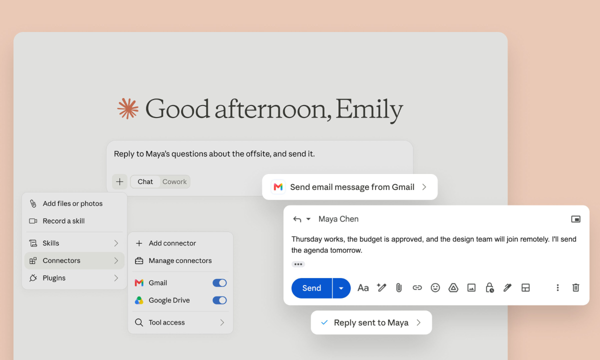 Claudeとのチャット経由でGmailやGoogle Driveが使えるように